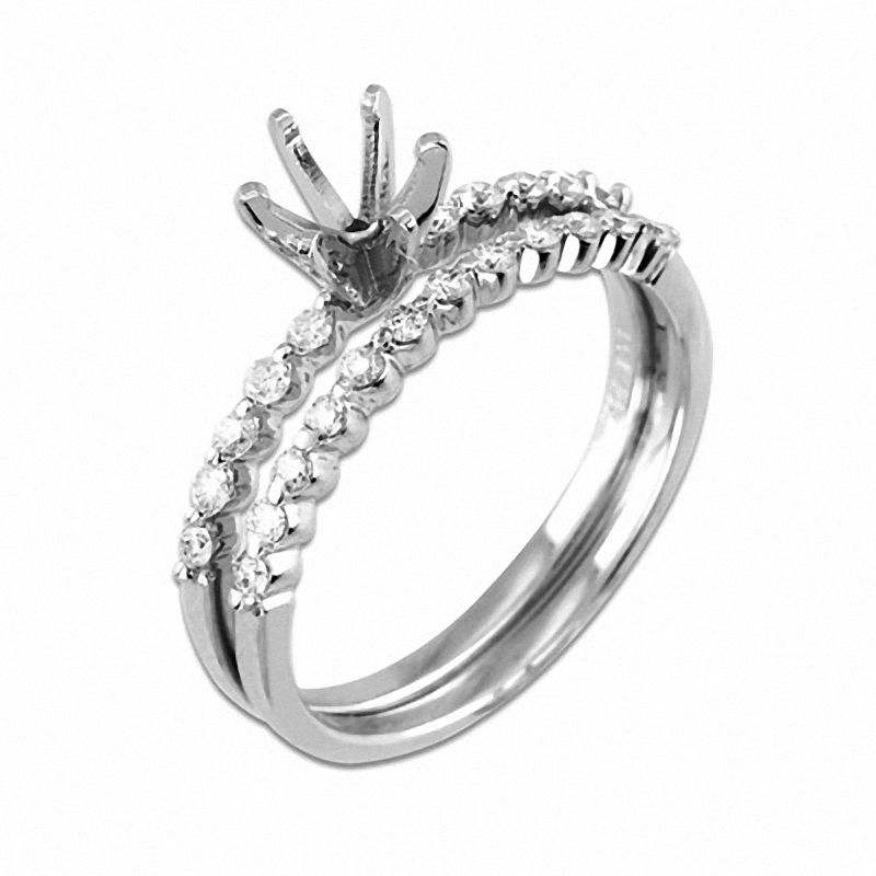 1/4 CT. T.W. Diamond Semi-Mount Bridal Engagement Ring Set in 14K White Gold