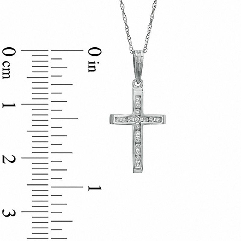 Natural Diamond Accent Cross Pendant in 10K White Gold