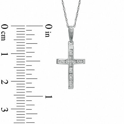 Natural Diamond Accent Cross Pendant in 10K White Gold