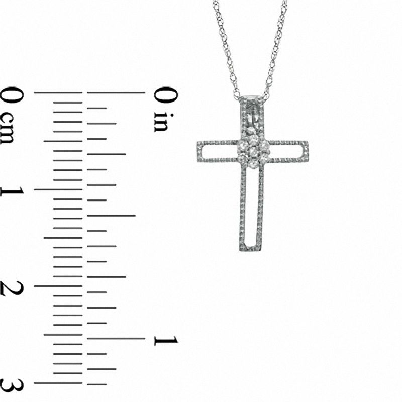 Natural Diamond Accent Cross Outline Pendant in 10K White Gold