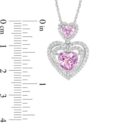 Heart-Shaped Lab-Created Pink and White Sapphire Heart Pendant in Sterling Silver