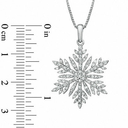 0.5 CT. T.W. Natural Diamond Snowflake Pendant in Sterling Silver