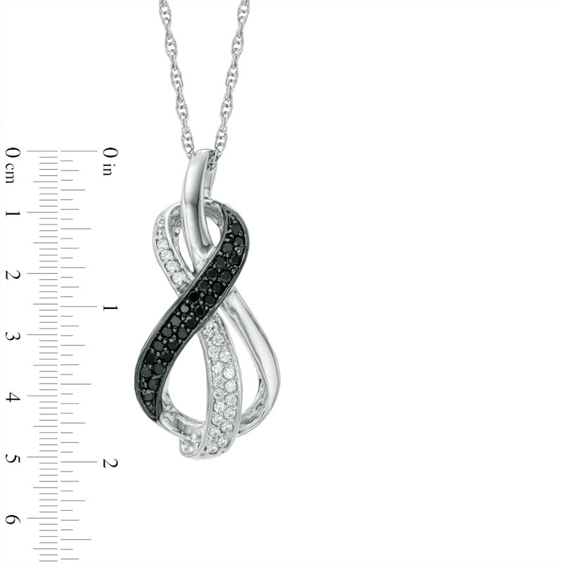 0.2 CT. T.W. Enhanced Black and White Natural Diamond Infinity Loop Pendant in Sterling Silver