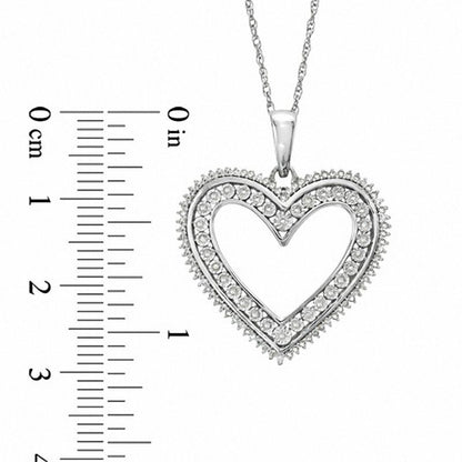 0.33 CT. T.W. Natural Diamond Heart Pendant in Sterling Silver