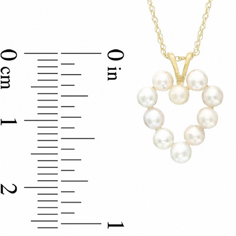2.5 - 2.75mm Cultured Freshwater Pearl Heart Pendant in 10K Yellow Gold