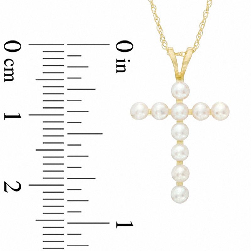 2.5-2.75mm Button Cultured Freshwater Pearl Cross Pendant in 10K Yellow Gold