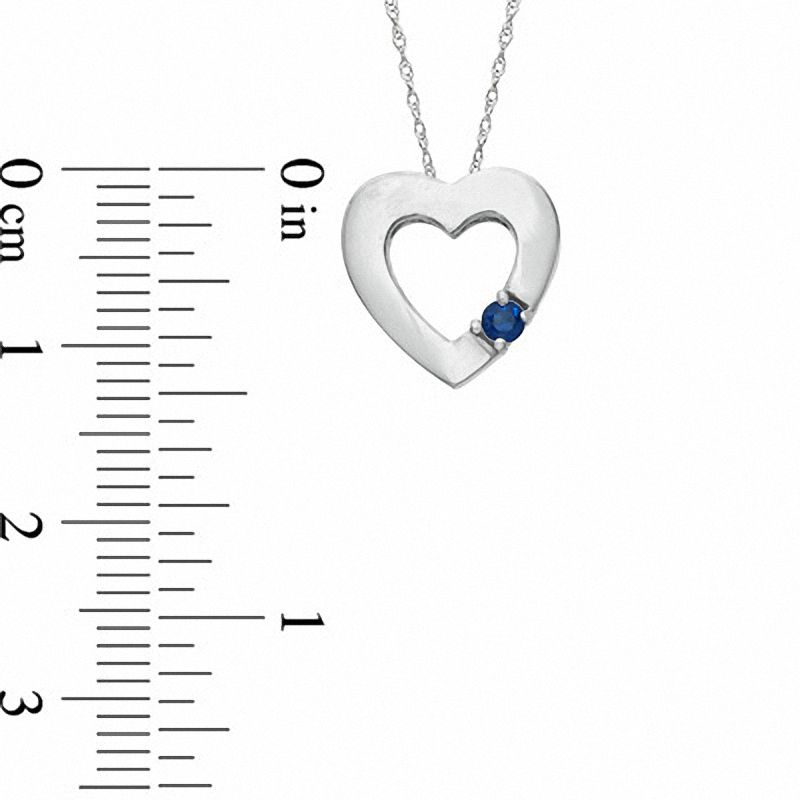 Lab-Created Blue Sapphire Heart Pendant in 10K White Gold
