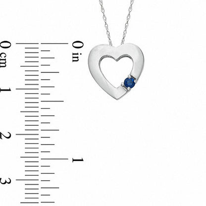 Lab-Created Blue Sapphire Heart Pendant in 10K White Gold