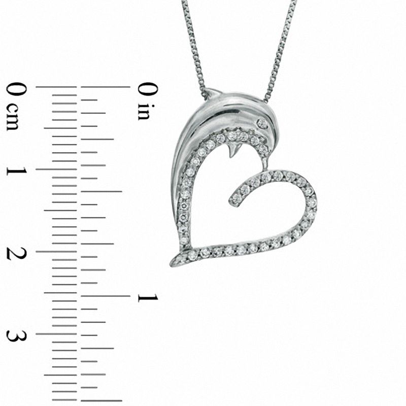 0.25 CT. T.W. Natural Diamond Dolphin Heart Pendant in Sterling Silver