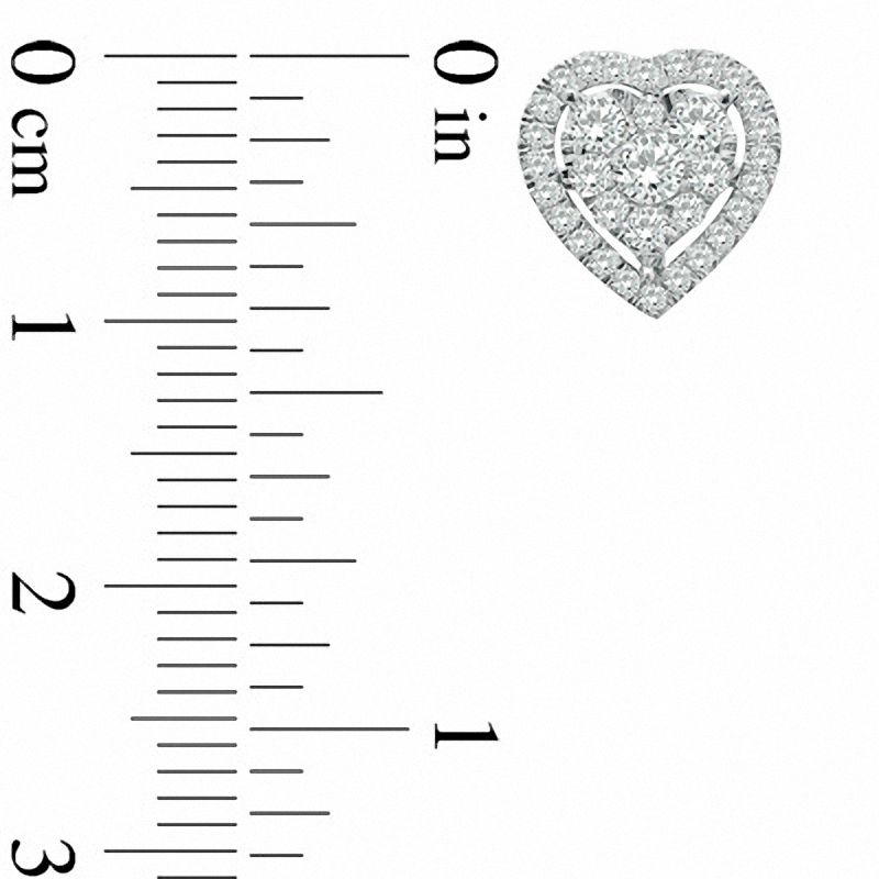 0.75 CT. T.W. Diamond Heart Stud Earrings in 10K White Gold
