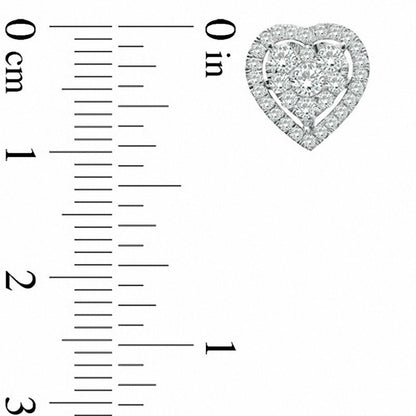 0.75 CT. T.W. Diamond Heart Stud Earrings in 10K White Gold