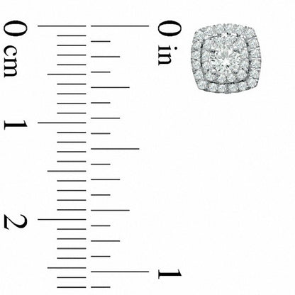 0.5 CT. T.W. Diamond Double Square Frame Stud Earrings in 14K White Gold