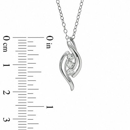 0.25 CT. T.W. Natural Diamond Three Stone Flame Pendant in Sterling Silver