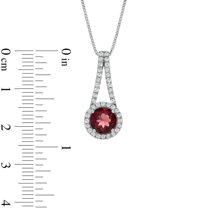 7.0mm Garnet and Lab-Created White Sapphire Pendant in Sterling Silver