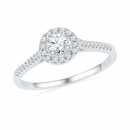 1/2 CT. T.W. Diamond Frame Bridal Set in 14K White Gold