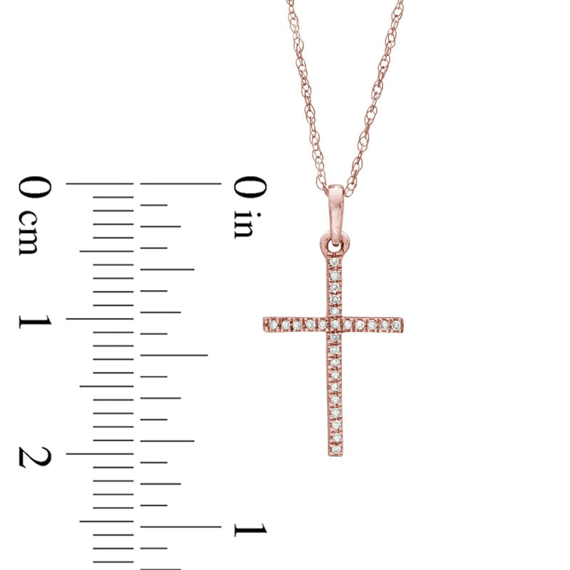Natural Diamond Accent Cross Pendant in 10K Rose Gold