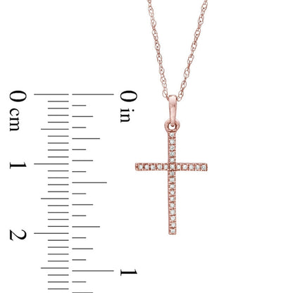 Natural Diamond Accent Cross Pendant in 10K Rose Gold