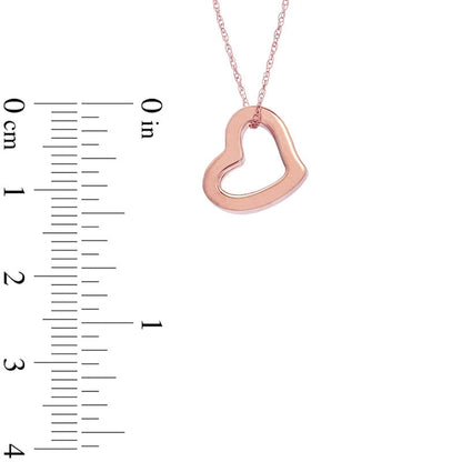 Tilted Heart Pendant in 14K Rose Gold
