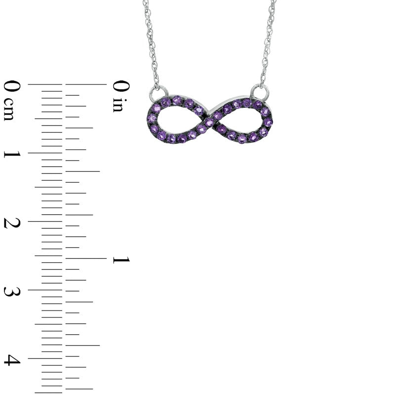 Amethyst Sideways Infinity Necklace in Sterling Silver