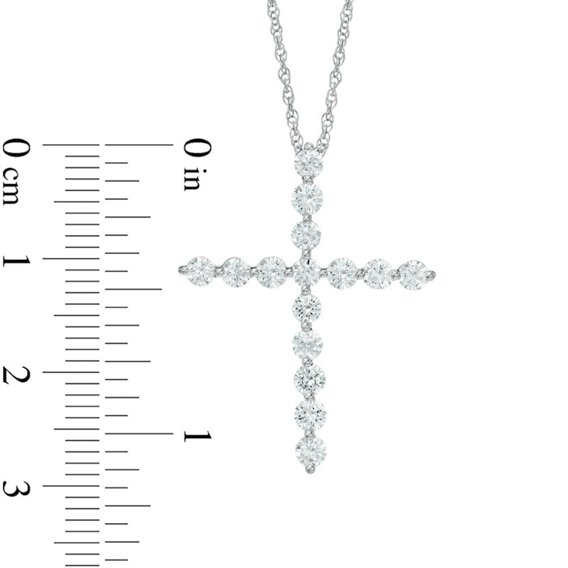 1 CT. T.W. Natural Diamond Cross Pendant in 10K White Gold