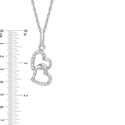 0.1 CT. T.W. Natural Diamond Interlocked Hearts Pendant in Sterling Silver