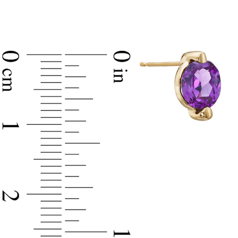 7.0mm Lab-Created Alexandrite Stud Earrings in 10K Gold