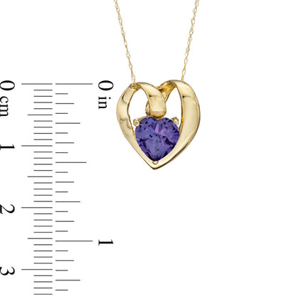 7.0mm Heart-Shaped Lab-Created Alexandrite Pendant in 10K Yellow Gold