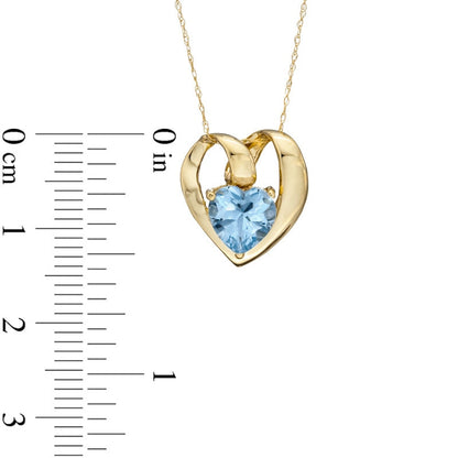 7.0mm Heart-Shaped Lab-Created Blue Spinel Pendant in 10K Yellow Gold