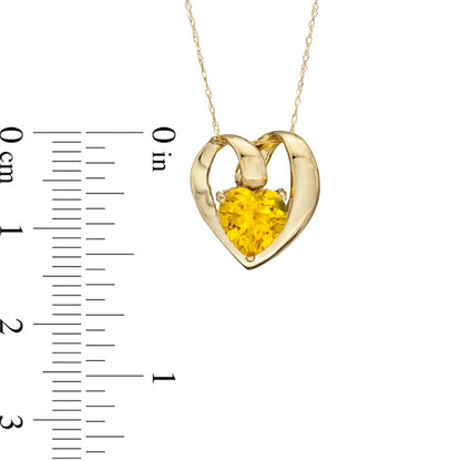 7.0mm Heart-Shaped Lab-Created Citrine Pendant in 10K Yellow Gold
