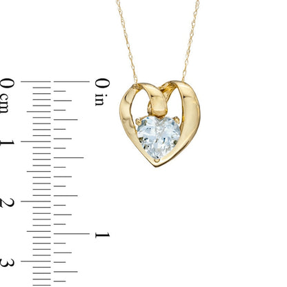 7.0mm Heart-Shaped Lab-Created White Sapphire Pendant in 10K Yellow Gold