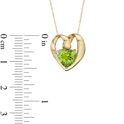 7.0mm Heart-Shaped Simulated Peridot Pendant in 10K Yellow Gold