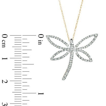 Natural Diamond FascinationÖ Dragonfly Pendant in Sterling Silver and 18K Gold Plate