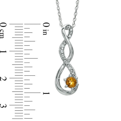 5.5mm Citrine and Natural Diamond Accent Twist Pendant in Sterling Silver