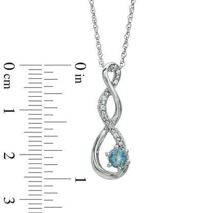 5.5mm Aquamarine and Natural Diamond Accent Twist Pendant in Sterling Silver