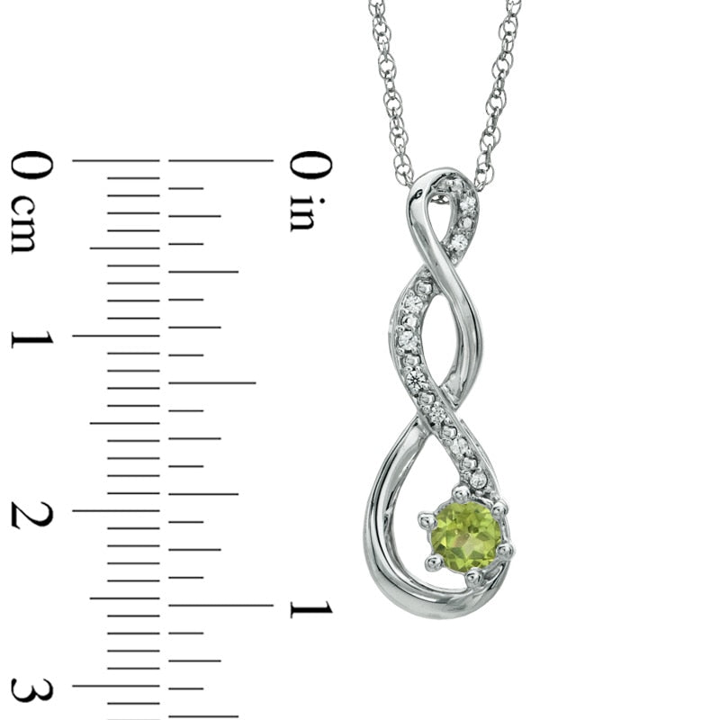 4.5mm Peridot and Natural Diamond Accent Twist Pendant in Sterling Silver
