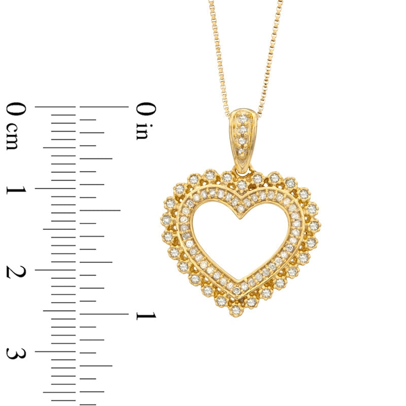 0.33 CT. T.W. Natural Diamond Heart Pendant in Sterling Silver and 14K Gold Plate