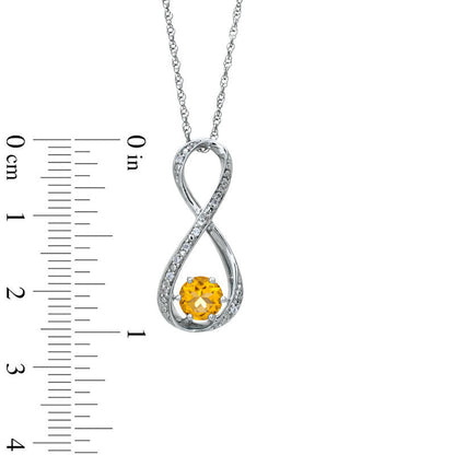 5.5mm Citrine and Natural Diamond Accent Infinity Pendant in Sterling Silver