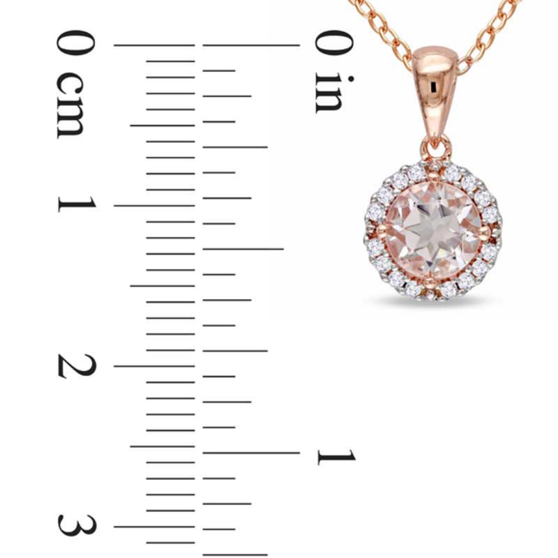 6.0mm Morganite and Natural Diamond Accent Frame Pendant in Rose Rhodium Sterling Silver