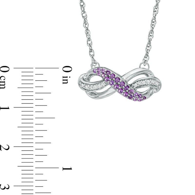 Amethyst and 0.05 CT. T.W. Natural Diamond Infinity Loop Necklace in Sterling Silver