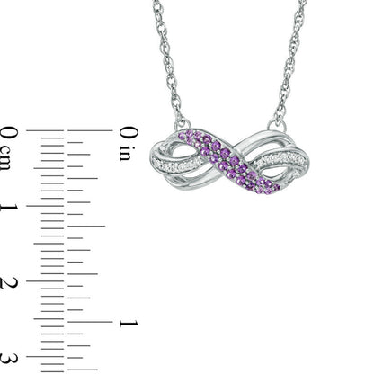 Amethyst and 0.05 CT. T.W. Natural Diamond Infinity Loop Necklace in Sterling Silver