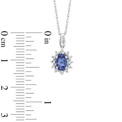 Oval Tanzanite and Natural Diamond Accent Pendant in 10K White Gold