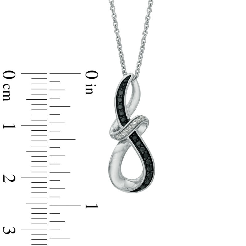 Enhanced Black and White Natural Diamond Accent Abstract Infinity Pendant in Sterling Silver