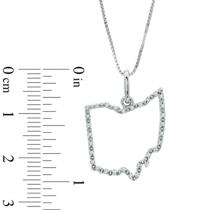 Natural Diamond Accent State of Ohio Outline Pendant in Sterling Silver
