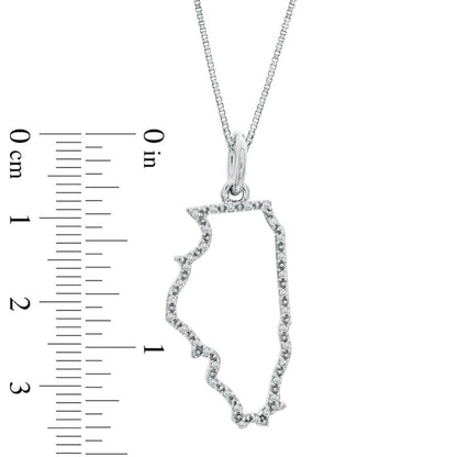 Natural Diamond Accent State of Illinois Outline Pendant in Sterling Silver