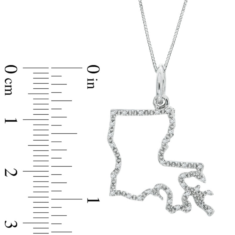 Natural Diamond Accent State of Louisiana Outline Pendant in Sterling Silver