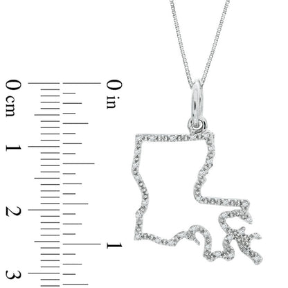Natural Diamond Accent State of Louisiana Outline Pendant in Sterling Silver