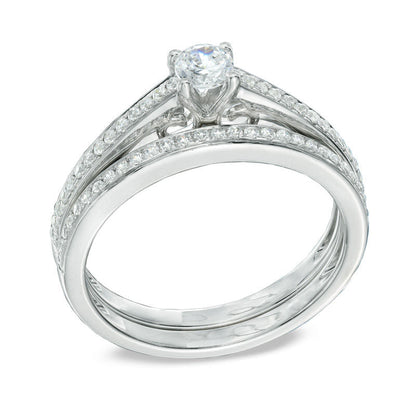 1/2 CT. T.W. Diamond Bridal Engagement Ring Set in 14K White Gold