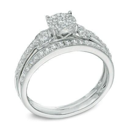 1/2 CT. T.W. Diamond Collar Bridal Set in 14K White Gold