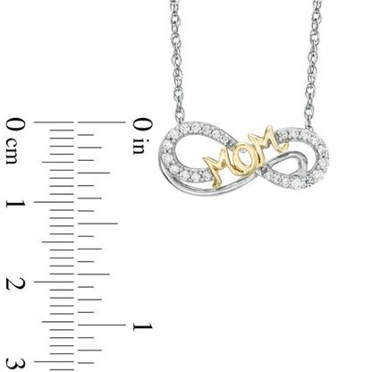 0.2 CT. T.W. Natural Diamond MOM" Infinity Necklace in Sterling Silver and 14K Gold Plate"