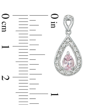 Pear-Shaped Morganite and 0.1 CT. T.W. Diamond Drop Earrings in 10K White Gold